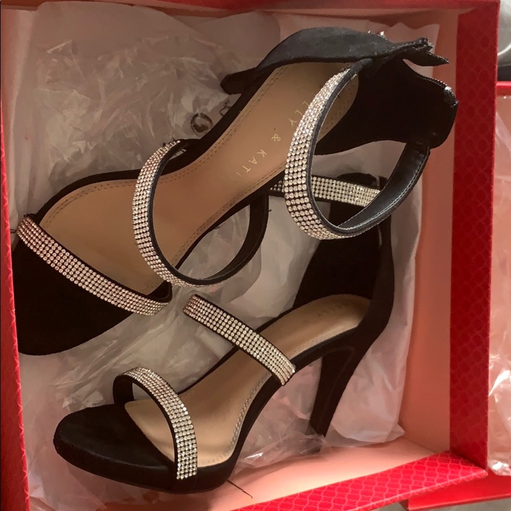 black and silver heels